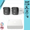 Hikvision 2 cső kamerás analóg megfigyelőrendszer 2MP biztonsági kamera, IR megvilágítás 20 m, fehér fény 20 m, kültéri