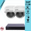 Hikvision 2 dome kamerás IP megfigyelőrendszer 2MP HD dome biztonsági kamera, 2.8 mm-es fix objektívvel, PoE, P2P, kültéri, fém ház, vandálbiztos