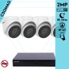 Hikvision 4 turret kamerás IP megfigyelőrendszer 2MP HD turret biztonsági kamera, 2.8 mm-es fix objektívvel, PoE, beépített mikrofonnal, IR LED 30m, kültéri, fém ház