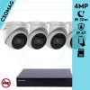 Hikvision 4 turret kamerás IP megfigyelőrendszer 4MP turret biztonsági kamera, 2.8 - 12 mm varifokális objektív, hang I/O, riasztás I/O, Valós WDR, microSD, PoE, P2P, IR LED 30m, fém ház, kültéri