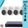 Hikvision 4 turret kamerás IP megfigyelőrendszer 4MP turret biztonsági kamera, 2.8 mm-es fix objektívvel, beépített mikrofon, microSD, valós WDR, PoE, P2P, IR LED 30m, fém ház, kültéri