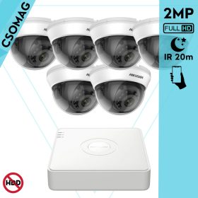   Hikvision 6 dome kamerás analóg megfigyelőrendszer 2MP biztonsági kamera, IR 20m, beltéri