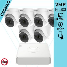   Hikvision 6 turret kamerás analóg megfigyelőrendszer 2MP biztonsági kamera, IR 20m, beltéri