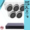 Hikvision 5 turret kamerás IP megfigyelőrendszer 2MP HD turret biztonsági kamera, 2.8 mm-es fix objektívvel, PoE, beépített mikrofonnal, IR LED 30m, kültéri, fém ház