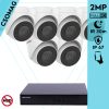 Hikvision 6 turret kamerás IP megfigyelőrendszer 2MP HD turret biztonsági kamera, 2.8 mm-es fix objektívvel, PoE, beépített mikrofonnal, IR LED 30m, kültéri, fém ház