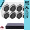 Hikvision 8 turret kamerás IP megfigyelőrendszer 2MP HD turret biztonsági kamera, 2.8 mm-es fix objektívvel, PoE, beépített mikrofonnal, IR LED 30m, kültéri, fém ház
