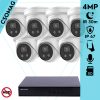 Hikvision 7 turret kamerás IP megfigyelőrendszer 4MP turret biztonsági kamera, 2.8 mm-es fix objektívvel, beépített mikrofon, microSD, valós WDR, PoE, P2P, IR LED 30m, fém ház, kültéri