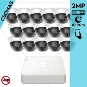   Hikvision 16 dome kamerás analóg megfigyelőrendszer 2MP biztonsági kamera, IR 20m, beltéri