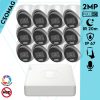 Hikvision 12 turret kamerás analóg megfigyelőrendszer 2MP biztonsági kamera, ColorVu Dual-light látható fény 20m, beépített mikrofonnal, kültéri