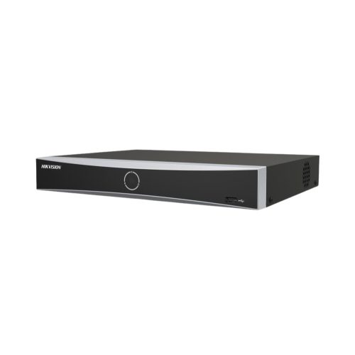 Hikvision 4 dome kamerás IP megfigyelőrendszer 8MP dome biztonsági kamera, AcuSense, 2.8 mm-es fix objektívvel, PoE, P2P, IR LED 30m, fekete fém ház, kültéri, IK10 vandálbiztos