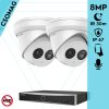 Hikvision 2 turret kamerás IP megfigyelőrendszer 8MP turret biztonsági kamera, 2.8 mm-es fix objektívvel, PoE, IR LED 30m, beépített mikrofonnal, fém ház, kültéri