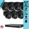 Hikvision 7 dome kamerás IP megfigyelőrendszer 8MP dome biztonsági kamera, AcuSense, 2.8 mm-es fix objektívvel, PoE, P2P, IR LED 30m, fekete fém ház, kültéri, IK10 vandálbiztos