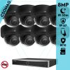 Hikvision 8 dome kamerás IP megfigyelőrendszer 8MP dome biztonsági kamera, AcuSense, 2.8 mm-es fix objektívvel, PoE, P2P, IR LED 30m, fekete fém ház, kültéri, IK10 vandálbiztos