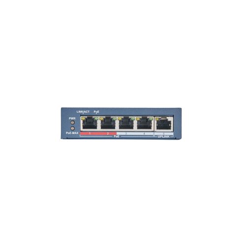 Hikvision DS-3E0105P-E/M(B) PoE Switch 4+1 portos, 30W PoE teljesítmény, nem menedzselhető