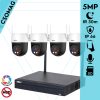 Dahua 4 dóm kamerás WIFI megfigyelőrendszer 5MP dóm biztonsági kamera, 4.0 mm-es fix objektívvel, beépített WiFi antennával és mikrofonnal, microSD kártyafoglalat, hibrid megvilágítással, megvilágítási távolság 30m, kültéri
