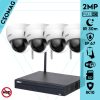 Dahua 4 dóm kamerás WIFI megfigyelőrendszer 2MP dóm biztonsági kamera, 2.8 mm-es fix objektívvel, beépített WiFi antennával, microSD kártyafoglalat, IR LED 30m, IK10 vandálbiztos, kültéri