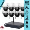 Dahua 8 dóm kamerás WIFI megfigyelőrendszer 2MP dóm biztonsági kamera, 2.8 mm-es fix objektívvel, beépített WiFi antennával, microSD kártyafoglalat, IR LED 30m, IK10 vandálbiztos, kültéri