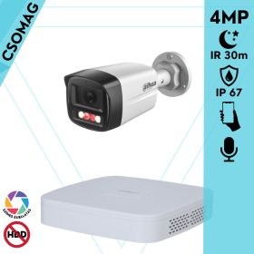   Dahua 1 cső kamerás IP megfigyelőrendszer 4MP HD cső biztonsági kamera, 2.8 mm-es fix objektívvel, PoE, beépített mikrofonnal, színes éjszakai kép, kültér