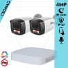 Dahua 2 cső kamerás IP megfigyelőrendszer 4MP HD cső biztonsági kamera, 2.8 mm-es fix objektívvel, PoE, beépített mikrofonnal, színes éjszakai kép, kültér