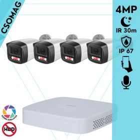   Dahua 4 cső kamerás IP megfigyelőrendszer 4MP HD cső biztonsági kamera, 2.8 mm-es fix objektívvel, PoE, beépített mikrofonnal, színes éjszakai kép, kültér
