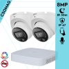 Dahua 2 turret kamerás IP megfigyelőrendszer 8MP turret biztonsági kamera, 2.8 mm-es fix objektívvel, PoE, beépített mikrofonnal, hibrid megvilágítással, fém ház, kültéri