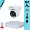 Dahua 1 turret kamerás IP megfigyelőrendszer 4MP turret biztonsági kamera, 2.8 mm-es fix objektívvel, PoE, beépített mikrofonnal, hibrid megvilágítással, fém ház, kültéri