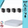 Dahua 4 cső kamerás IP megfigyelőrendszer 8MP cső biztonsági kamera, 2.8 mm-es fix objektívvel, PoE, beépített mikrofonnal, hibrid megvilágítással, fém ház, kültéri