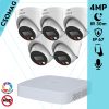 Dahua 5 turret kamerás IP megfigyelőrendszer 4MP HD turret biztonsági kamera, 2.8 mm-es fix objektívvel, PoE, beépített mikrofonnal, színes éjszakai kép, kültéri