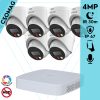 Dahua 6 turret kamerás IP megfigyelőrendszer 4MP HD turret biztonsági kamera, 2.8 mm-es fix objektívvel, PoE, beépített mikrofonnal, színes éjszakai kép, kültéri