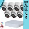 Dahua 7 turret kamerás IP megfigyelőrendszer 4MP HD turret biztonsági kamera, 2.8 mm-es fix objektívvel, PoE, beépített mikrofonnal, színes éjszakai kép, kültéri