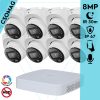 Dahua 8 turret kamerás IP megfigyelőrendszer 8MP turret biztonsági kamera, 2.8 mm-es fix objektívvel, PoE, beépített mikrofonnal, hibrid megvilágítással, fém ház, kültéri