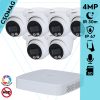 Dahua 6 turret kamerás IP megfigyelőrendszer 4MP turret biztonsági kamera, 2.8 mm-es fix objektívvel, PoE, beépített mikrofonnal, hibrid megvilágítással, fém ház, kültéri