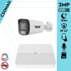 Uniview 1 cső kamerás IP megfigyelőrendszer 2MP HD biztonsági kamera, 2.8 mm-es fix objektívvel, SD kártya foglalattal, PoE, beépített mikrofonnal, fehér fénnyel, kültéri