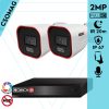 Provision 2 cső kamerás IP megfigyelőrendszer 2MP HD cső biztonsági kamera, 2.8 mm-es fix objektívvel, hibrid világítással, PoE, beépített mikrofonnal, IR 20m, kültéri