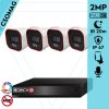Provision 4 cső kamerás IP megfigyelőrendszer 2MP HD cső biztonsági kamera, 2.8 mm-es fix objektívvel, hibrid világítással, PoE, beépített mikrofonnal, IR 20m, kültéri