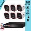 Provision 6 cső kamerás IP megfigyelőrendszer 2MP HD cső biztonsági kamera, 2.8 mm-es fix objektívvel, hibrid világítással, PoE, beépített mikrofonnal, IR 20m, kültéri