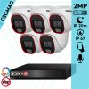 Provision 5 dome kamerás IP megfigyelőrendszer 2MP HD dome biztonsági kamera, 2.8 mm-es fix objektívvel, hibrid világítással, PoE, beépített mikrofonnal, IR 20m, kültéri