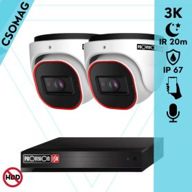   Provision 2 dome kamerás analóg megfigyelőrendszer 3K biztonsági kamera 2.8 mm fix objektívvel
