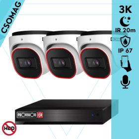   Provision 3 dome kamerás analóg megfigyelőrendszer 3K biztonsági kamera 2.8 mm fix objektívvel