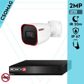   Provision 1 cső kamerás analóg megfigyelőrendszer 2MP HD Pro biztonsági kamera, inframegvilágítás 20m, 2.8mm fix lencse, 88° látószög