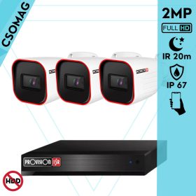   Provision 3 cső kamerás analóg megfigyelőrendszer 2MP HD Pro biztonsági kamera, inframegvilágítás 20m, 2.8mm fix lencse, 88° látószög