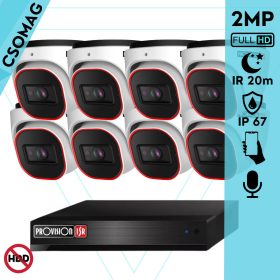  Provision 8 dome kamerás analóg megfigyelőrendszer 2MP Full HD felbontással, éjjellátó távolság 20m