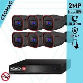   Provision 6 cső kamerás analóg megfigyelőrendszer 2MP HD Pro biztonsági kamera, variálható fókuszú objektív, 40m éjjellátás