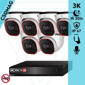   Provision 6 dome kamerás analóg megfigyelőrendszer 3K biztonsági kamera 2.8 mm fix objektívvel