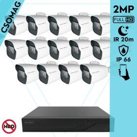   Techson 14 cső kamerás analóg megfigyelőrendszer 2MP HD cső biztonsági kamera, 2.8 mm fix objektívvel
