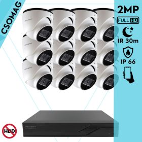   Techson 12 dome kamerás analóg megfigyelőrendszer 2MP HD dóm biztonsági kamera, 2.8 mm fix objektívvel