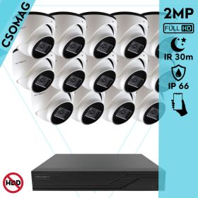   Techson 14 dome kamerás analóg megfigyelőrendszer 2MP HD dóm biztonsági kamera, 2.8 mm fix objektívvel