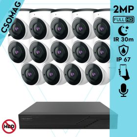   Techson 14 dome kamerás analóg megfigyelőrendszer 2MP NightVision HD dóm biztonsági kamera, 2.8 mm fix objektívvel, valós WDR, beépített mikrofonnal