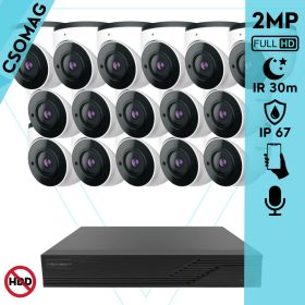   Techson 16 dome kamerás analóg megfigyelőrendszer 2MP NightVision HD dóm biztonsági kamera, 2.8 mm fix objektívvel, valós WDR, beépített mikrofonnal