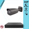 Techson 1 cső kamerás analóg megfigyelőrendszer 5MP HD cső biztonsági kamera, 2.8 mm fix objektívvel, antracitszürke fém ház